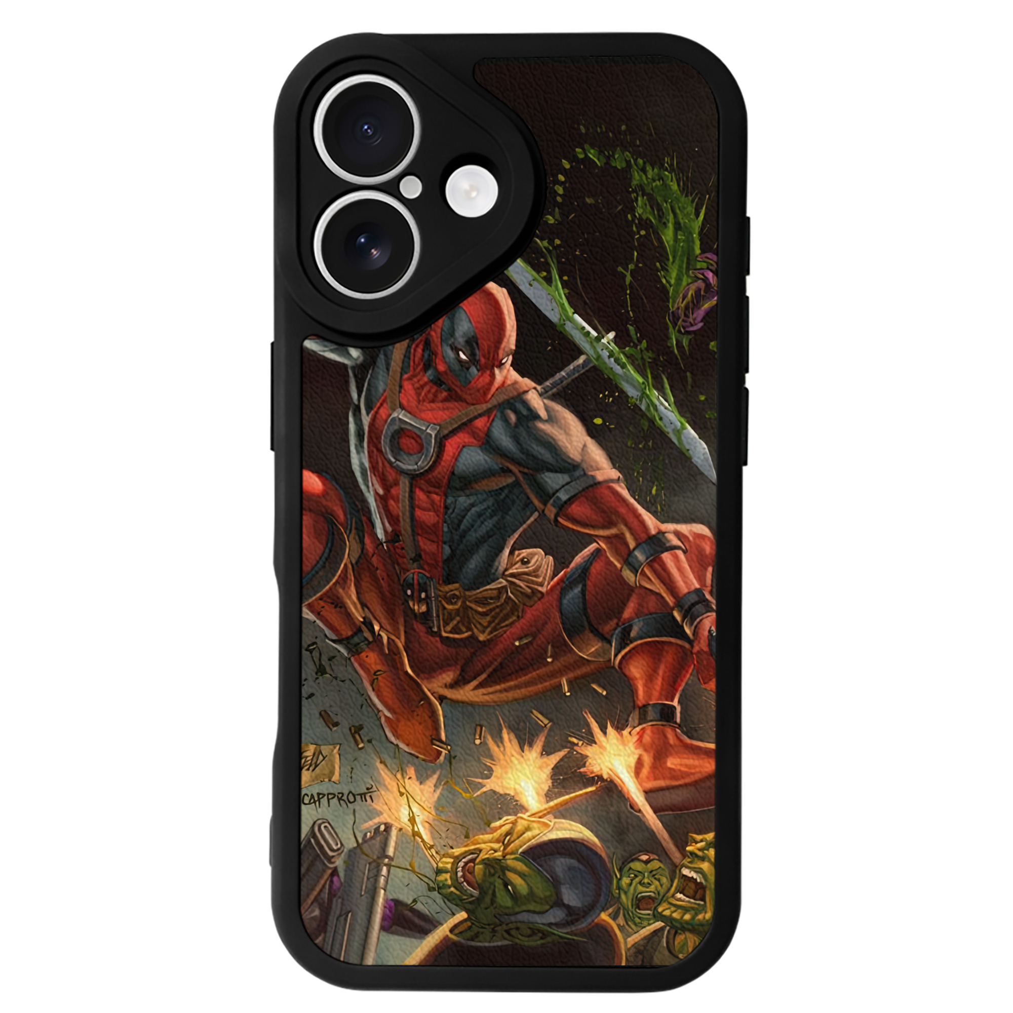 （画像用） Deadpool デッドプール 【iPhone 16シリーズ対応】シリコンスマホケース（レザー調） 材質：シリコン
